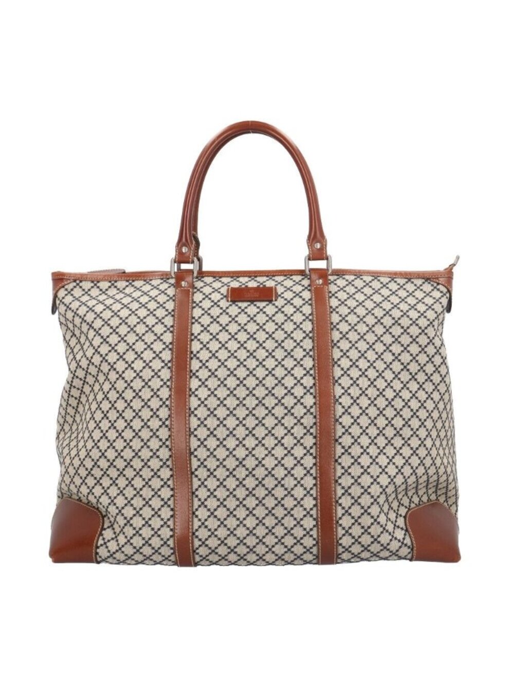 Gucci Diamante Tote GG Canvas Gray Navy Brown